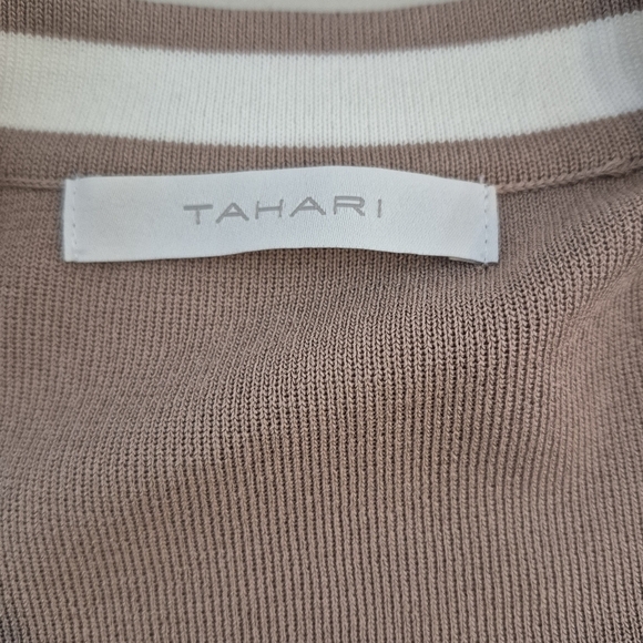 Tahari Open Front Long Sleeve Longline Colorblock Career Cardigan - Size M - Picture 11 of 13